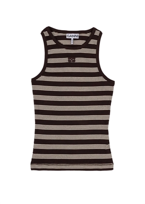 Soft cotton rib tank top stripe Mole A1050192 Ganni 